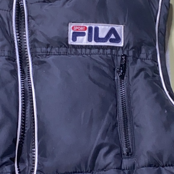 Vintage Black Fila Zip Up Puffer Vest Medium - Picture 3 of 9